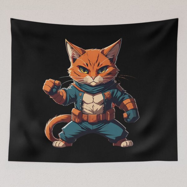 Item preview, Fighting cat with open shirt designed and sold by cuatrilenio.