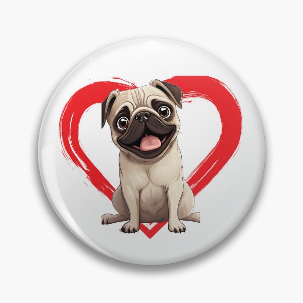 Artikelvorschau, Pug Cartoon in Love Heart swoosh entworfen und verkauft von For Dog Sake!®.