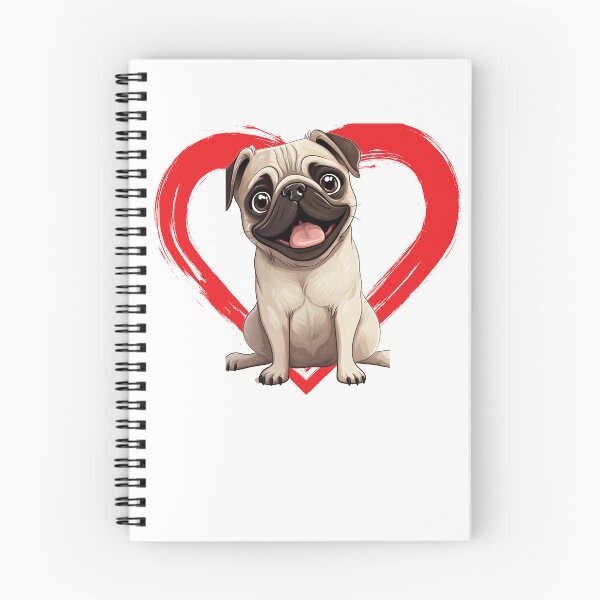 Item preview, Pug Cartoon in Love Heart swoosh  designed and sold by For Dog Sake!®.