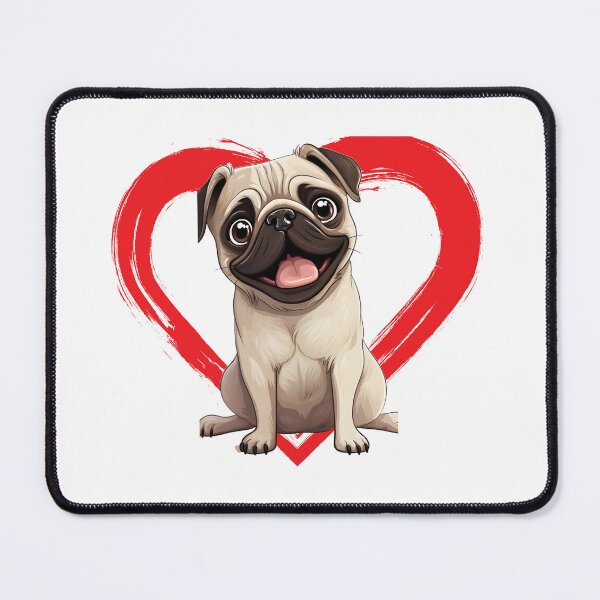 Item preview, Pug Cartoon in Love Heart swoosh  designed and sold by For Dog Sake!®.