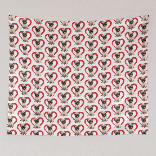 Item preview, Pug Cartoon in Love Heart swoosh  designed and sold by For Dog Sake!®.
