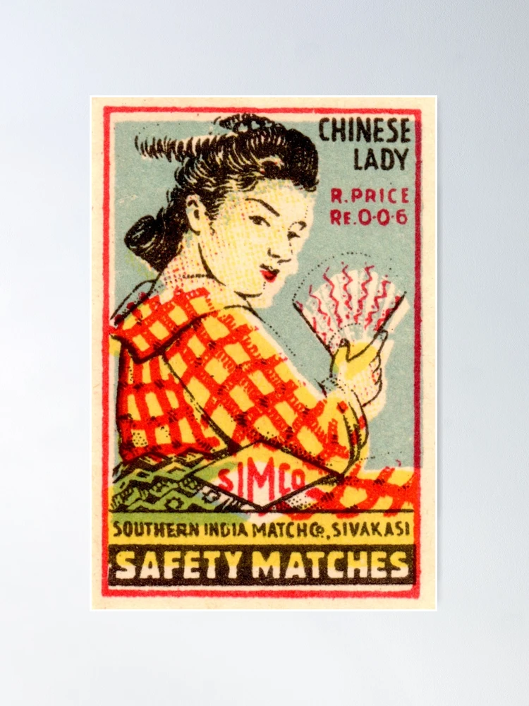 Vintage Matchbox Label - Chinese Lady
