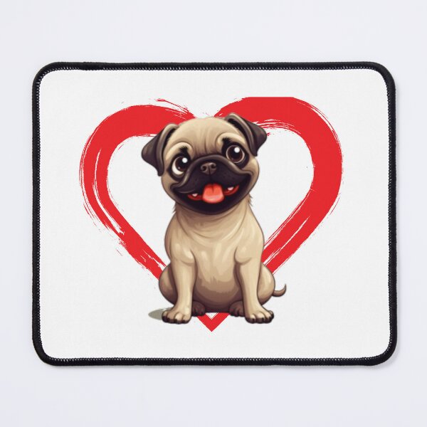 Item preview, Pug Cartoon in Love Heart swoosh  designed and sold by For Dog Sake!®.