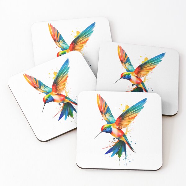 Item preview, Colorful Watercolor Rainbow Flying Hummingbird designed and sold by anyasevchenko.