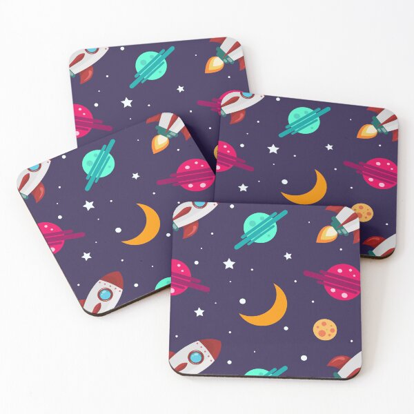 Item preview, Artistic Bright Colored Space With Rocket Ships And Planets designed and sold by Nicole Creates.