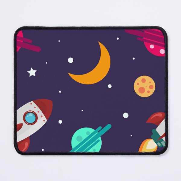 Item preview, Artistic Bright Colored Space With Rocket Ships And Planets designed and sold by Nicole Creates.