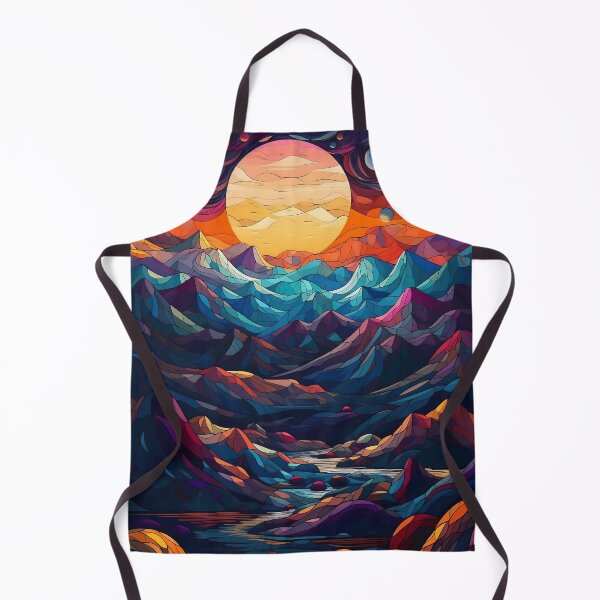 Item preview, Fantasy Landscape Art Print: Colorful Mountains, Planets, and Sunset designed and sold by GiveMeMood.