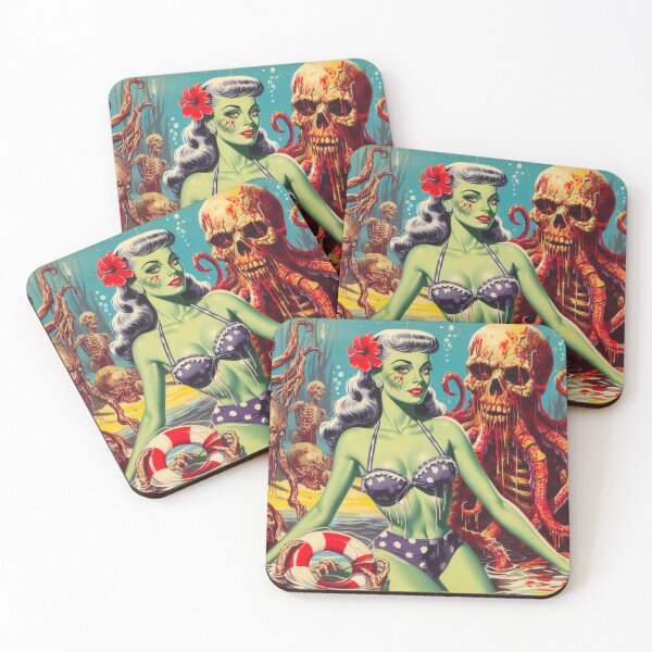 Item preview, Vintage Beach Zombie Pin Up designed and sold by PulpVintage.