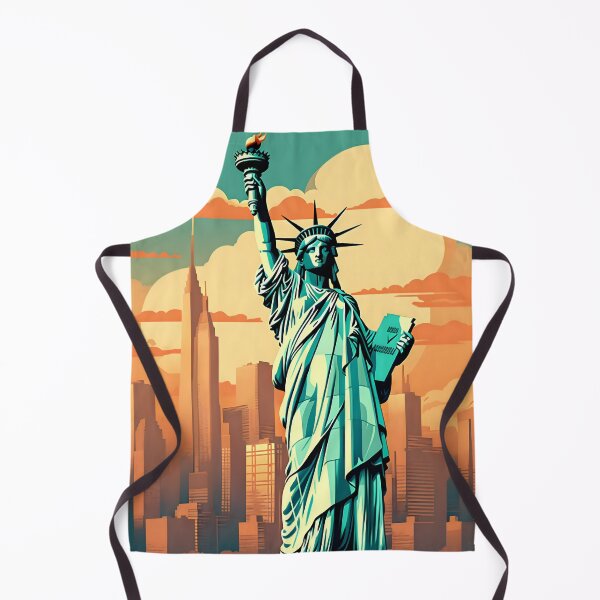 Item preview, New Your United States Statue Of Liberty Teal and Peach designed and sold by Printable Bundle.