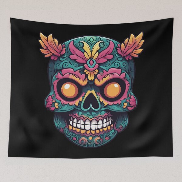 Item preview, Strange Sugar Skull, Calavera, Flowers and Leaves designed and sold by Burn-Ego.