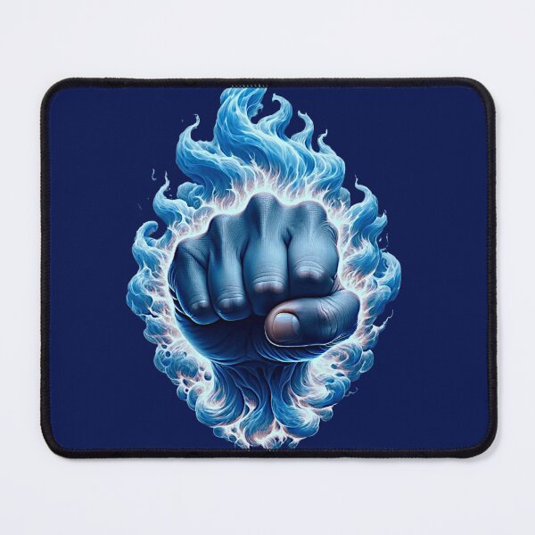 Item preview, Ignited Tenacity: The Fiery Fist of Resolve (Blue) designed and sold by Polisvh.