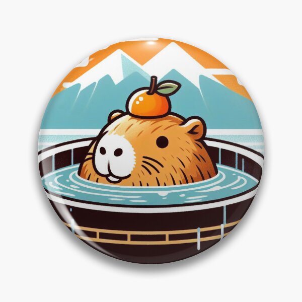 Item preview, Dont Worry be Capy - Capybara onsen with orange fuji designed and sold by happy-capy.