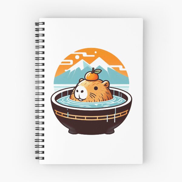 Item preview, Dont Worry be Capy - Capybara onsen with orange fuji designed and sold by happy-capy.