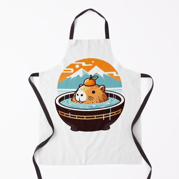 Item preview, Dont Worry be Capy - Capybara onsen with orange fuji designed and sold by happy-capy.