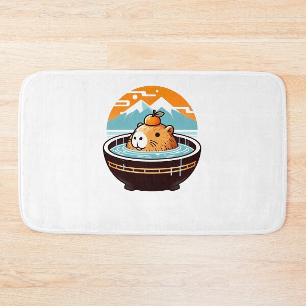 Item preview, Dont Worry be Capy - Capybara onsen with orange fuji designed and sold by happy-capy.