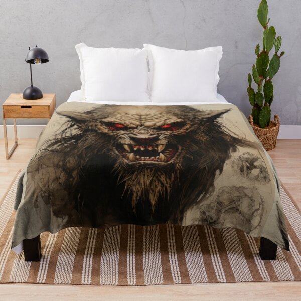 Item preview, The artwork presents a drawing of a werewolf on an ancient background designed and sold by Piotrek0001.
