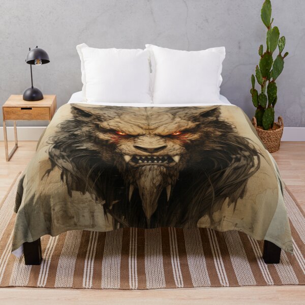 Item preview, The artwork presents a drawing of a werewolf on an ancient background designed and sold by Piotrek0001.