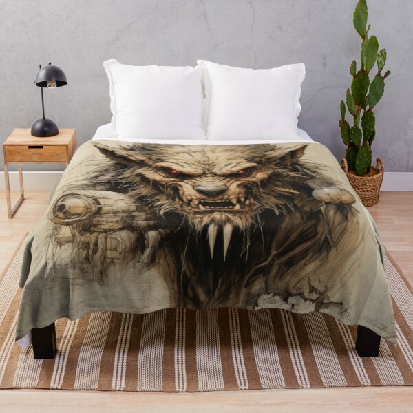 Item preview, The artwork presents a drawing of a werewolf on an ancient background designed and sold by Piotrek0001.