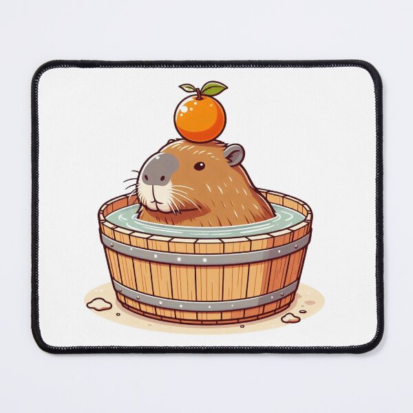 Item preview, Dont Worry be Capy - Chubby Capybara onsen in Bathtub with orange  designed and sold by happy-capy.