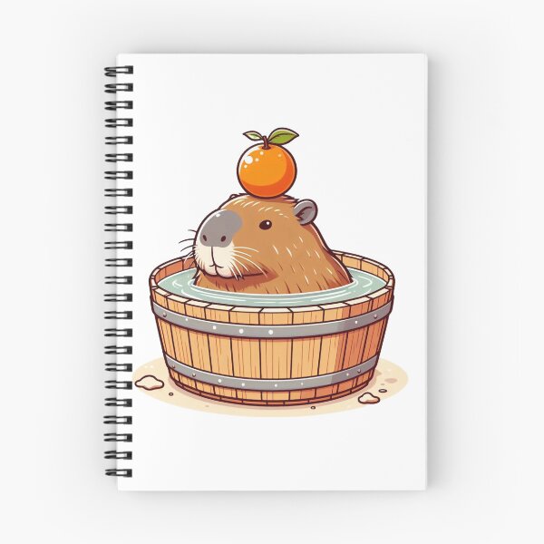 Item preview, Dont Worry be Capy - Chubby Capybara onsen in Bathtub with orange  designed and sold by happy-capy.