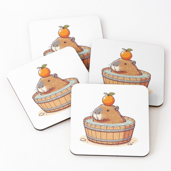 Item preview, Dont Worry be Capy - Chubby Capybara onsen in Bathtub with orange  designed and sold by happy-capy.