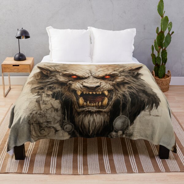 Item preview, The artwork presents a drawing of a werewolf on an ancient background designed and sold by Piotrek0001.