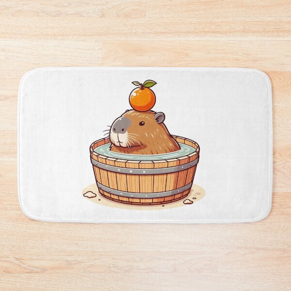Item preview, Dont Worry be Capy - Chubby Capybara onsen in Bathtub with orange  designed and sold by happy-capy.