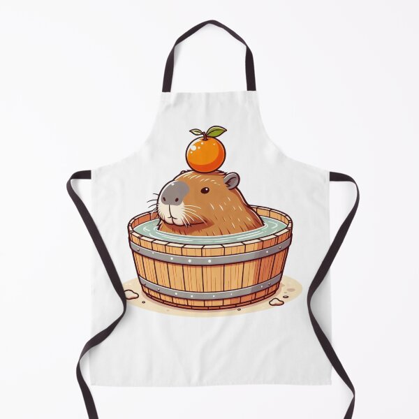 Item preview, Dont Worry be Capy - Chubby Capybara onsen in Bathtub with orange designed and sold by happy-capy.