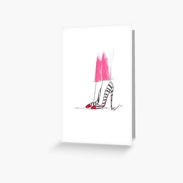 Watercolour & Ink Fashion Illustration Titled Hot Pink Greeting Card