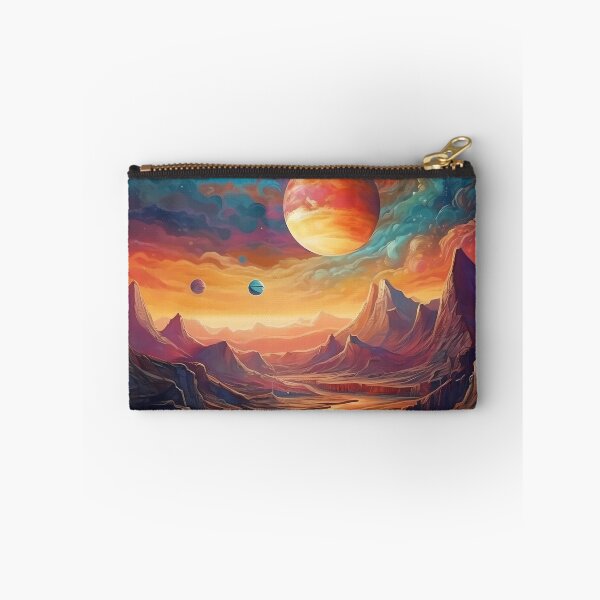 Item preview, Stunning Fantasy Landscape Art Print: Vibrant Colors, Planets, and Mountains designed and sold by GiveMeMood.