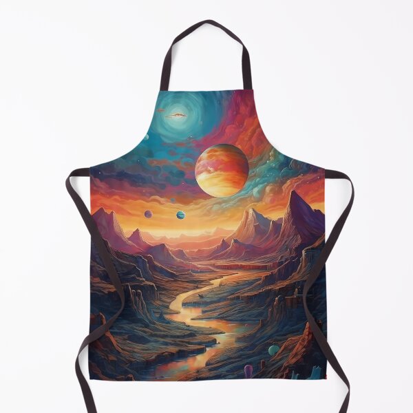 Item preview, Stunning Fantasy Landscape Art Print: Vibrant Colors, Planets, and Mountains designed and sold by GiveMeMood.