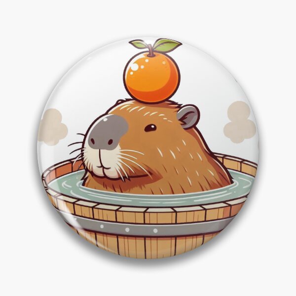 Item preview, Soaking up some good vibes - Chubby Capybara onsen in Bathtub with orange  designed and sold by happy-capy.
