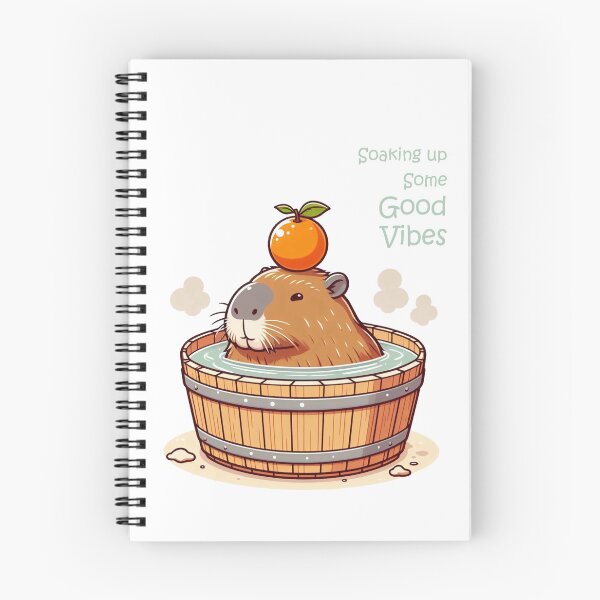 Item preview, Soaking up some good vibes - Chubby Capybara onsen in Bathtub with orange  designed and sold by happy-capy.