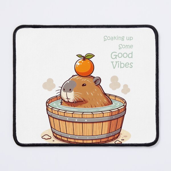 Item preview, Soaking up some good vibes - Chubby Capybara onsen in Bathtub with orange  designed and sold by happy-capy.