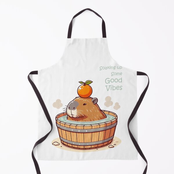 Item preview, Soaking up some good vibes - Chubby Capybara onsen in Bathtub with orange designed and sold by happy-capy.