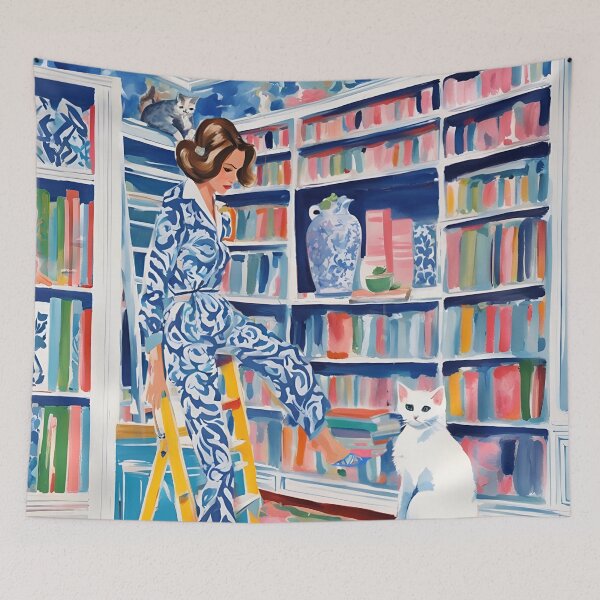 Item preview, In the library, whimsical preppy art designed and sold by SophieClimaArt.