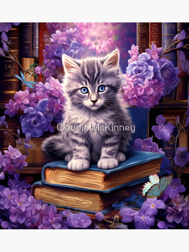 Thumbnail 3 of 3, Sticker, Purrfect Pages designed and sold by phatpuppyart.