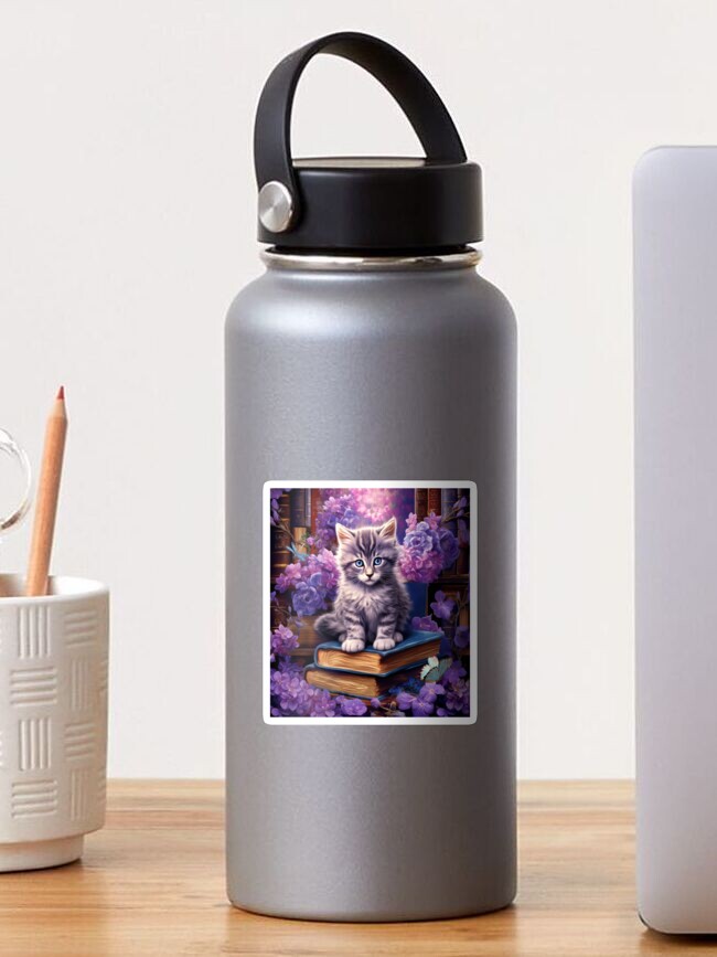 Thumbnail 1 of 3, Sticker, Purrfect Pages designed and sold by phatpuppyart.