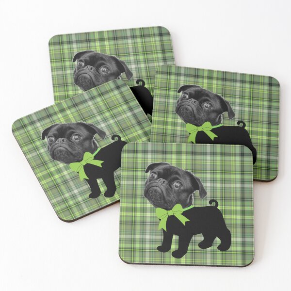 Item preview, Pug on green plaid designed and sold by GasconyPassion.
