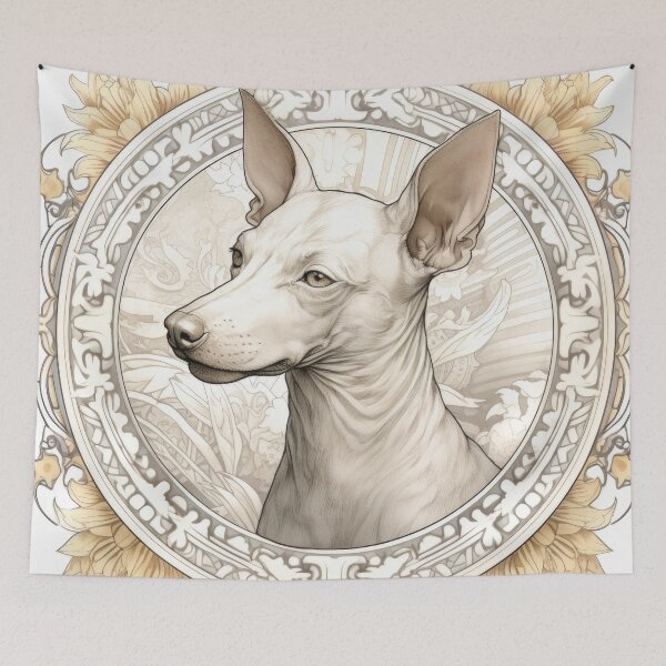 Item preview, Xoloitzcuintle Mexican Hairless Dogs Xolo Dogs Art in Old Retro Vintage designed and sold by WallyPink.