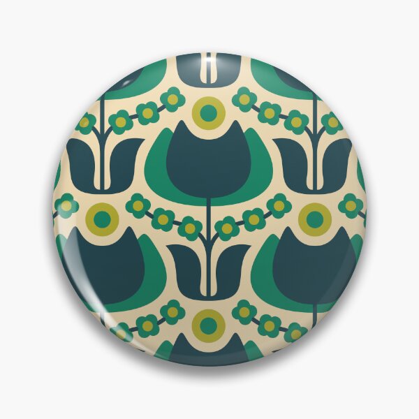 Item preview, KF 0195 C - Vintage Retro 70s Pattern in Green on Cream designed and sold by KhakiFinch.
