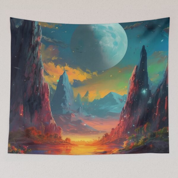 Item preview, Explore a Fantastical Landscape on a Distant Planet Art Print designed and sold by GiveMeMood.