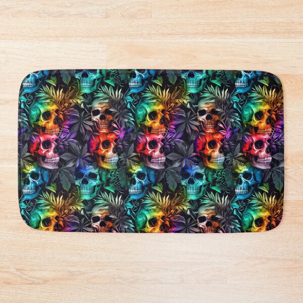 Item preview, Colorful Skulls and Cannabis Weed Leaves Seamless Pattern designed and sold by MedicatedMedusa.