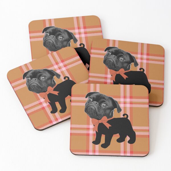 Item preview, Pug on orange plaid designed and sold by GasconyPassion.