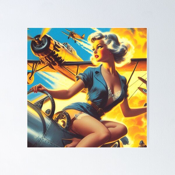 Item preview, Retro Airplane Pin Up designed and sold by PulpVintage.