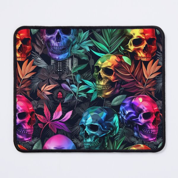 Item preview, Multicolor Skulls and Cannabis Weed Leaves Seamless Pattern designed and sold by MedicatedMedusa.