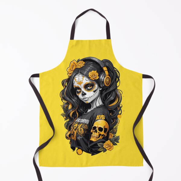 Item preview, Sugar Skull Girl with Black Hair and Golden Roses designed and sold by A78-Designs.