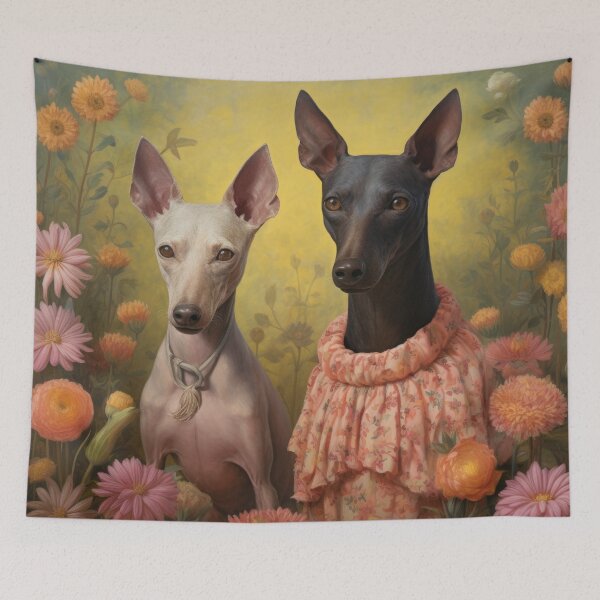 Item preview, Xoloitzcuintle Mexican Hairless Dogs Xolo Dogs Art in Old Retro Vintage designed and sold by WallyPink.