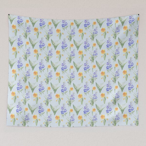 Item preview, Spring Floral Pattern on Sky-Blue designed and sold by Flowersforbear.