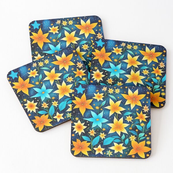 Item preview, Yellow And Blue Celestial Flower Dream  designed and sold by ByNicoleSara.